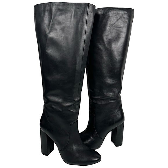 Botkier Roslin Black Leather Knee High Block Heeled Boots Women’s Size 7 - Picture 1 of 8